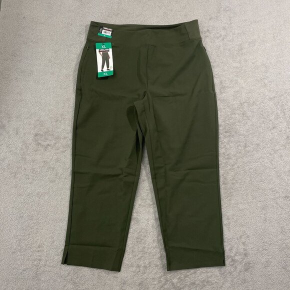 NEW Kirkland Signature Womens XL  Cropped Green Dress Pants - Picture 1 of 7